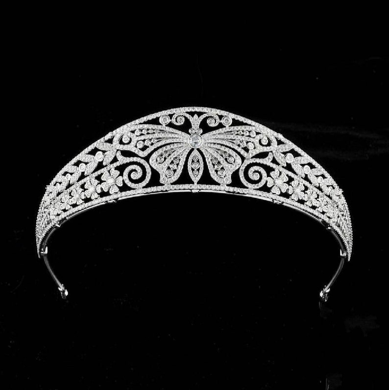 Wedding Tiara,bridal Butterfly Tiara Sterling Silver Handmade Tiaras