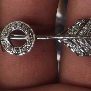 Antique Rose cut Diamond and Silver Arrow Handmade Brooch image 5