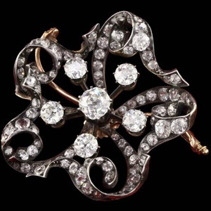 Victorian American Diamond And Silver Brooch
