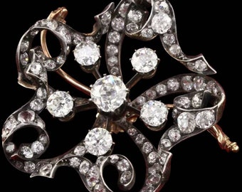 Victorian American Diamond And Silver Brooch