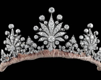 Handmade Sterling Silver Rose Cut Diamond Wedding Tiara Crown