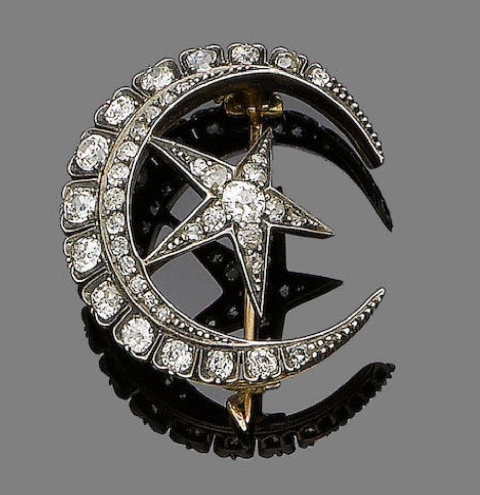 Broche Étoile Or Et Cristaux – Bijou Vintage Années 1940 – Style Fantaisie Féminin