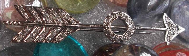 Antique Rose cut Diamond and Silver Arrow Handmade Brooch image 1