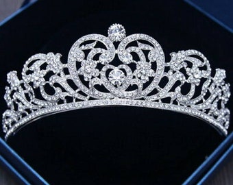 Wedding tiara, Bridal tiara Sterling Silver Handmade Tiaras/Crown American Diamond Crown/Tiara