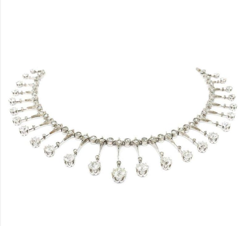 Victorian Rose Cut Diamond Necklace Etsy