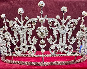 Wedding Crown/Rose Cut Diamonds Crown, Silver Purity 92.5 ,Handmade Tiaras/Crown