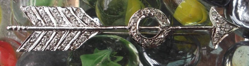 Antique Rose cut Diamond and Silver Arrow Handmade Brooch image 6