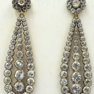 Victorian Dramatic Diamond Teardrop Earrings, Handmade Earrings /Wedding Earrings