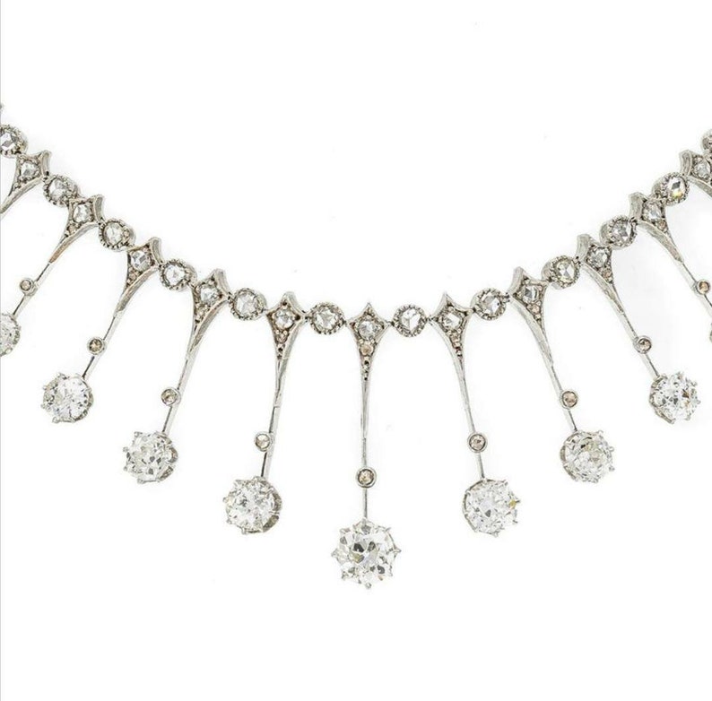 Victorian Rose Cut Diamond Necklace Etsy