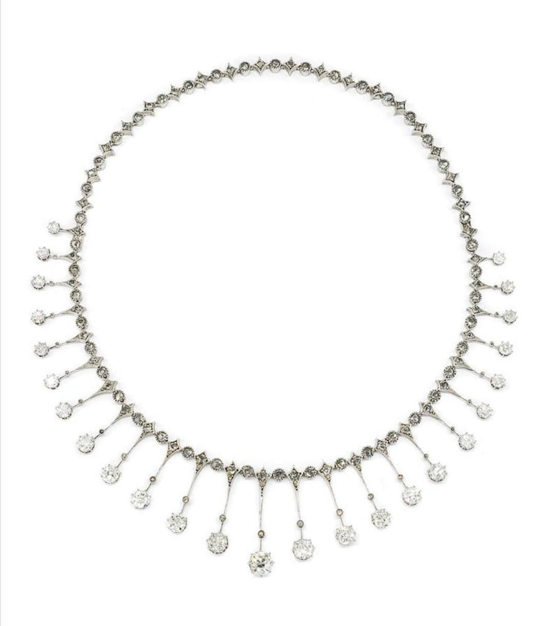 Victorian Rose Cut Diamond Necklace Etsy