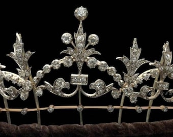 Handmade Sterling Silver 925 Wedding Tiara with Rose Cut Diamonds