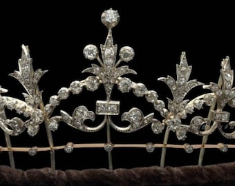 Diademi nuziali, corona/diamanti con taglio a rosa, diademi/corona, purezza d'argento 92,5, diademi/corona fatti a mano