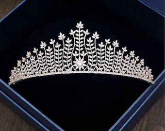 Wedding tiara, Bridal tiara Sterling Silver Handmade Tiaras/Crown American Diamond Crown/Tiara Zircon Tiaras