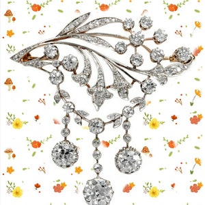 Antique Victorian Rose cut Diamond Brooch , 92.5% Sterling Silver Brooch / Wedding brooch