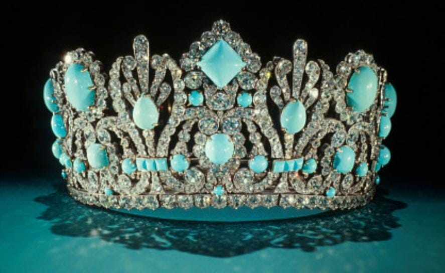Handmade Turquoise Bridal Tiara, Sterling Silver Zircon  display picture 1