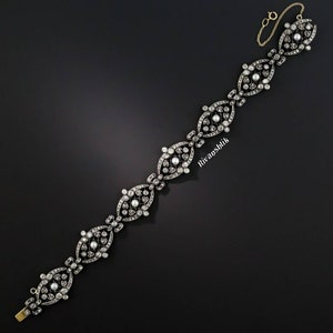 Sterling Silver Rose cut Diamond And Pearl Handmade Bracelet/ Pearl Bracelet/ Chain/Link bracelet