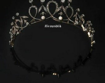 Handmade Sterling Silver Bridal Tiara, Rose Cut Diamond Crown