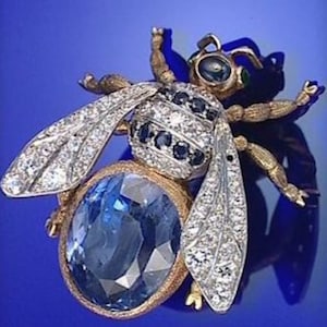 美しいジルコンとブルーサファイア、シルバーの蜂のブローチ/アメリカンダイヤモンドの蜂のブローチ
