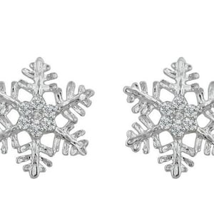 Dramatic Snowflake Diamond Stud  Earrings, Handmade Snowflake Earrings /Christmas Earrings/ Zircon Earrings