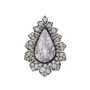 Antique look Zircon brooch/American Diamond And Sterling Silver Brooch/Victorian look Royal Zircon brooch