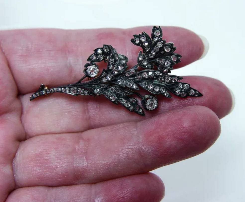 ビクトリア朝のローズカットダイヤモンドとシルバーのブローチ - Etsy 日本