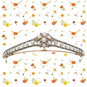 Wedding Tiaras, Crown/Rose Cut Diamonds and Pearl Tiaras/ Crown, Silver Purity 92.5 ,Handmade pearl Tiaras/Crown