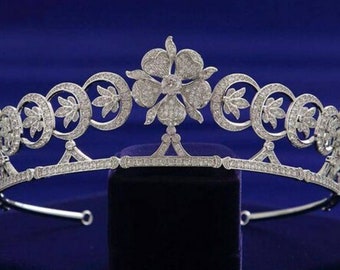 Wedding tiara, Bridal tiara Sterling Silver Handmade Tiaras/Crown American Diamond Crown/Tiara /Floral Tiara