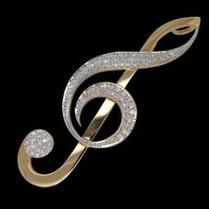Victorian American Diamond Music Silver Pendant/ Stylish Musical Pendant /Zircon pendant