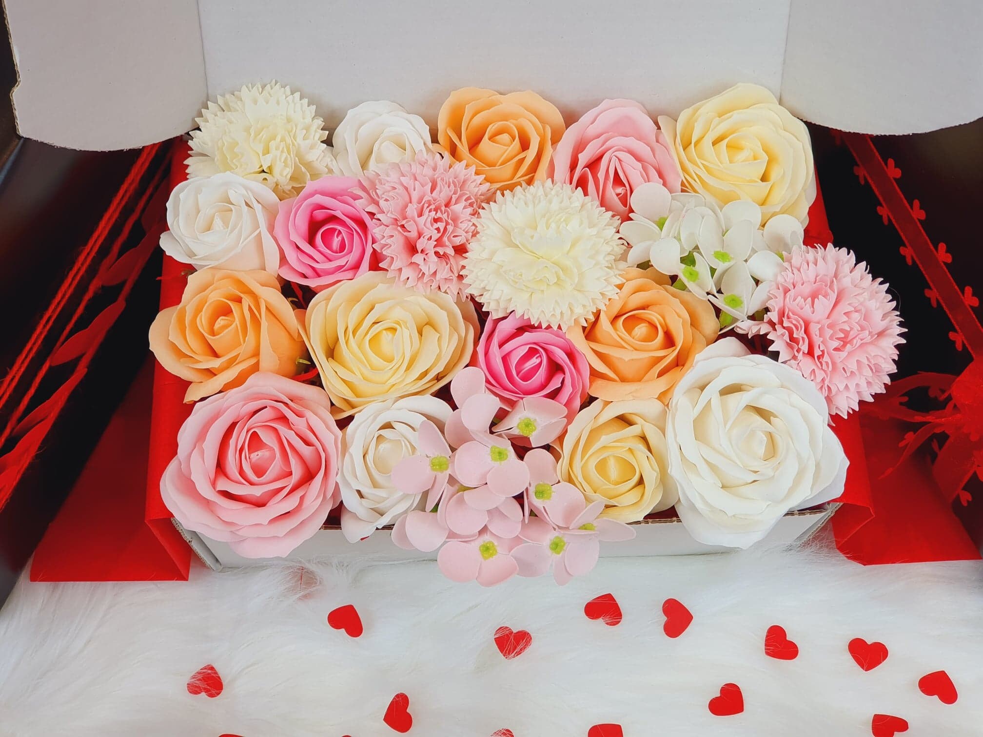 Gift Box Set Soap Flowers Pink Roses/ Mothers Day Gift/ Etsy UK