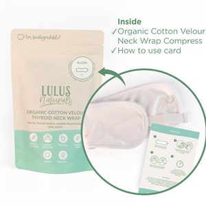 NECK Wrap, CASTOR Oil Pack, Neck Soothing THYROID Wrap, Reusable With Adjustable Button Strap Wrap, Nodules, Thyroid Imbalances