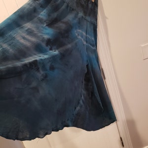 long gauze skirt, tie dye, L, smocked waist, with slit image 6