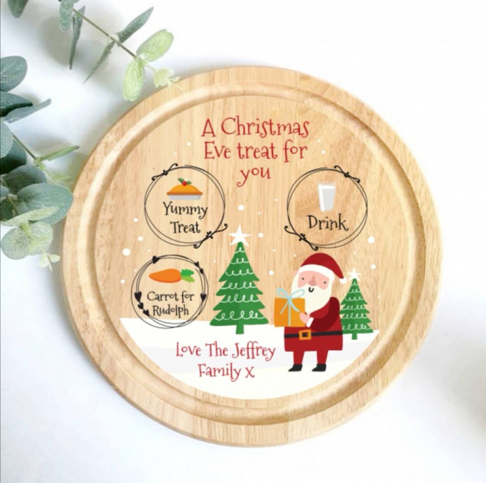Personalised Round Christmas Eve Tray for Santa and Rudolph Etsy