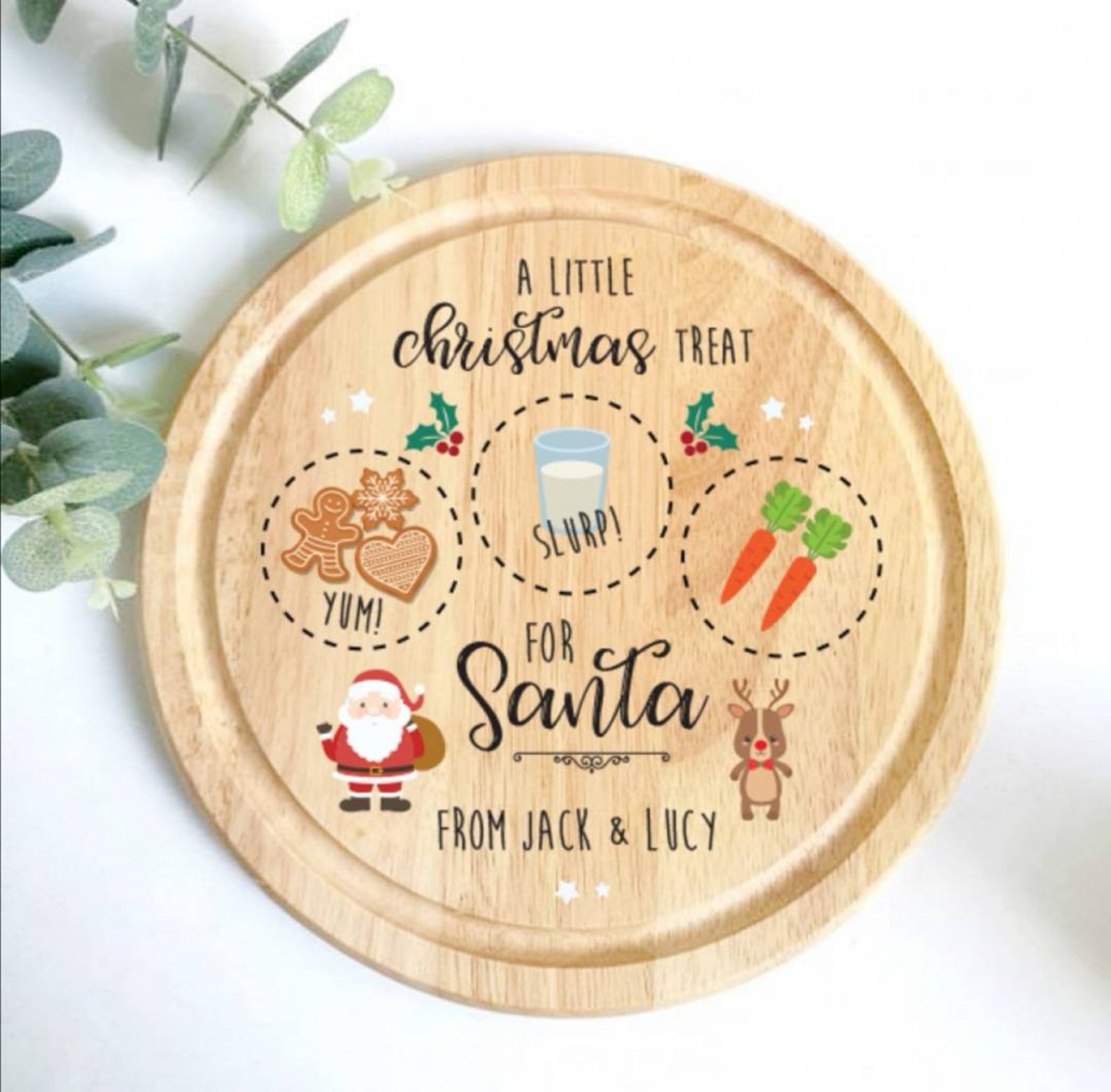 Personalised Round Christmas Eve Tray for Santa and Rudolph Etsy
