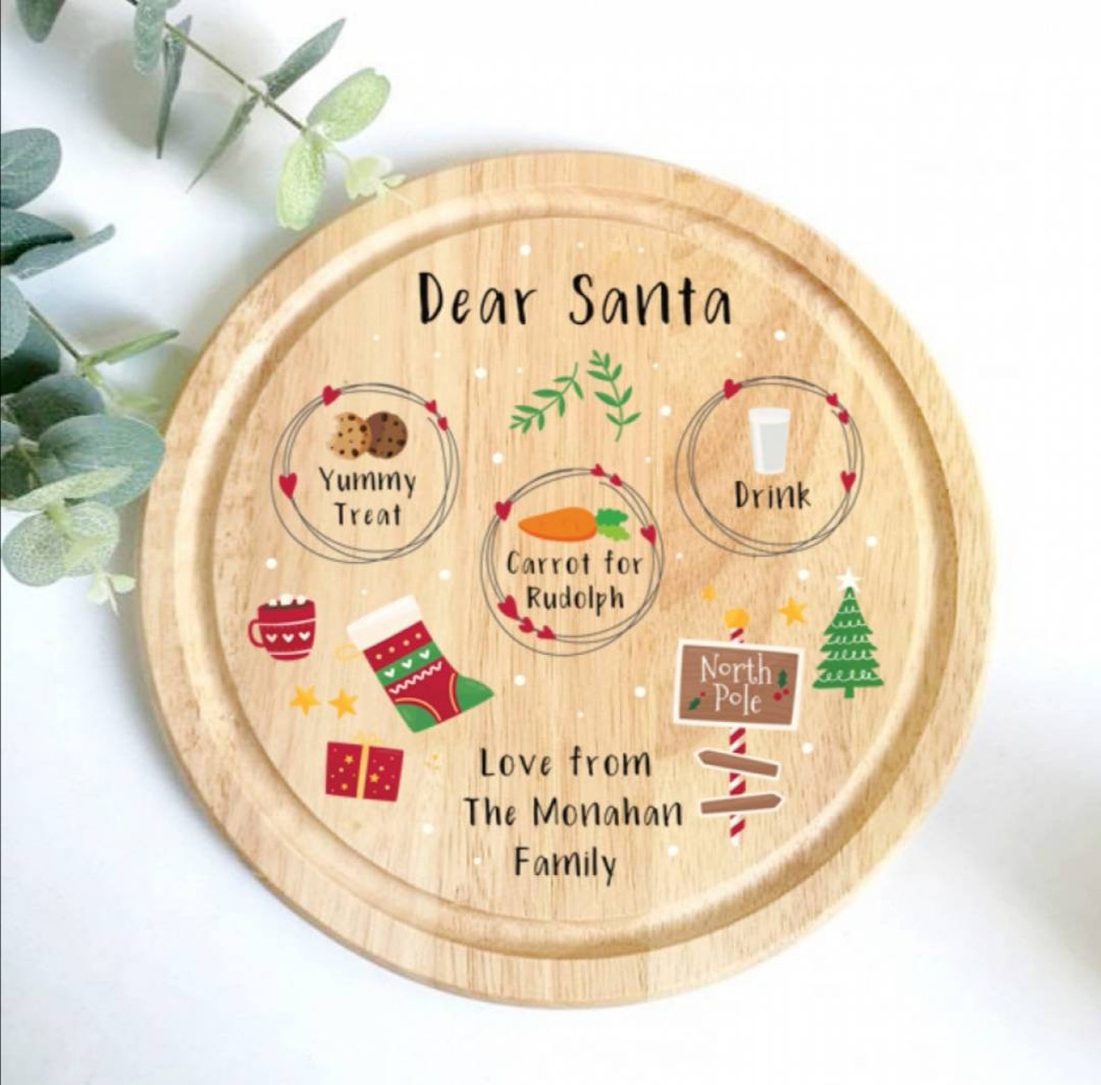 Personalised Round Christmas Eve Tray for Santa and Rudolph Etsy