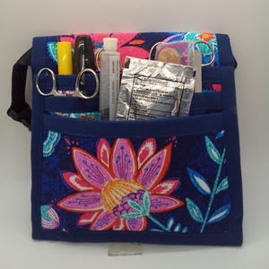 Flower print. Hip Organizer Bag with Belt, Vet Tech Hip Pack, Nurse tool pack, Art Marker Pouch, RN Scrub Pocket, Nurse Utility Bag
