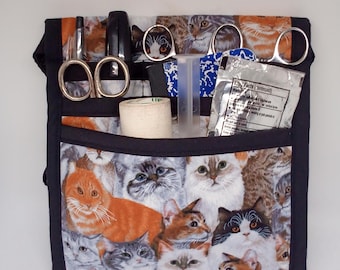 SMALLER pouch, cats. Vet tech nurse,6 pocket,Hip Organizer Bag with Belt,Nurse tool pack, Pouch,RN Scrub Pocket, Nurse Utility Bag