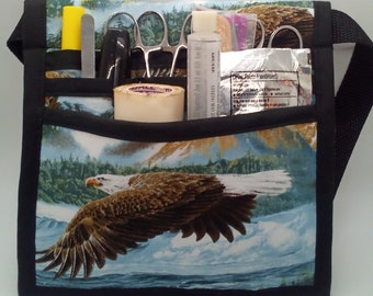 Adelaar, medisch etui, heuptasje, heuptasje, verpleegtas, riem voor verpleegkundig gereedschap, dierenartstechniek, praktische tas, dierenartstechniek, heupopberger, RN-schrobzakje