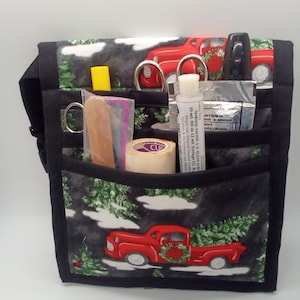 SALE,Red truck Christmas tree 6 pocket,Organizer Bag,Vet Tech Hip Pack, Nurse tool pack, Art Marker Pouch, RNScrub Pocket, Nurse Utility Bag