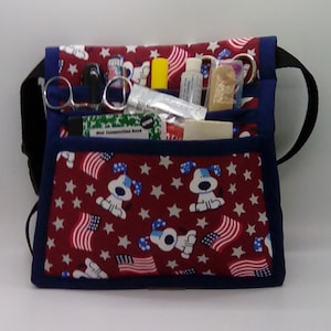 Dogs,flags,patrotic, Hip Organizer Bag Belt, Vet Tech Hip Pack, Nurse tool pack,Art Marker Pouch,RN Scrub Pocket,Nurse Utility Bag,6 pocket