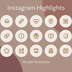 16 Lash Tech Artist · Instagram Highlights · Gold · Brown · Coppar · Instagram Stories Covers · Line Icons Kit