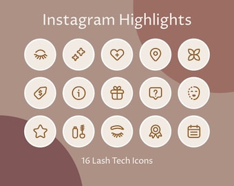 16 Lash Tech Artiest · Instagram Hoogtepunten · Goud · Bruin · Coppar · Instagram Stories Covers · Lijn Iconen Kit