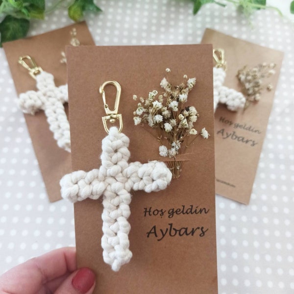 Baptism Favors Magnet, Baptism Favor For Boy and Girl, Baptism Giveaway, Mi Bautizo, Baptism Gift, Macrame Cactus Key, Baptism Favors