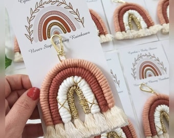 Rainbow Mini Macrame, Keychain Favors for Guest, Wedding Favors, Rainbow Magnet Favors, Baby Shower Magnet Favors, Newborn Baby Guest Favors