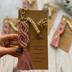 Bridesmaid Proposal, Will you be my Bridesmaid, Bachelorette Party Gifts for Bridesmaids, Maid of Honor Gift, Macrame Keychain, Wedding Gift