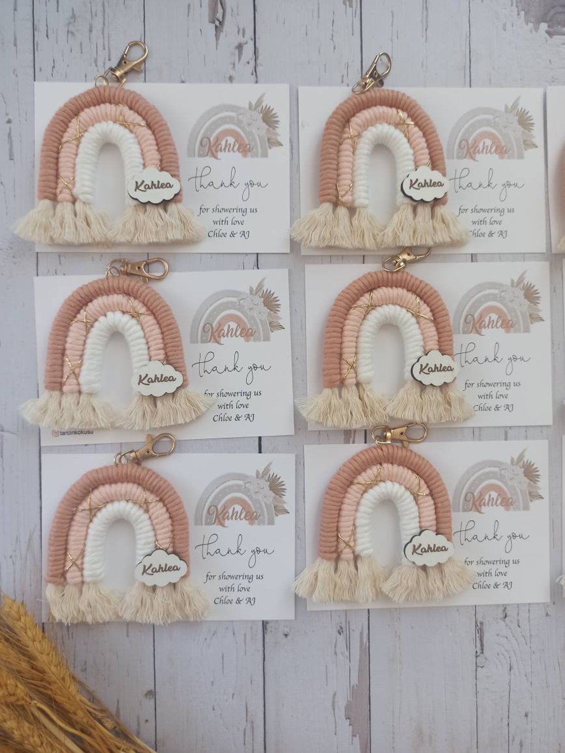 Personalized Keychain Baby Shower Keychain Macrame Rainbow Etsy