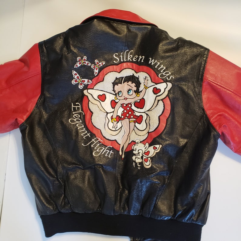Betty Boop Leather Bomber Jacket Silken Wings Air Force | Etsy