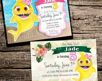 Digital Invitation Shark NOT INSTANT Invitation | Birthday | Under the sea