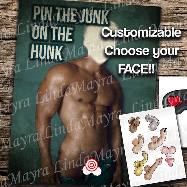 Digital Personalized Pin the junk on the Hunk | Bachelorette | Pin Game  Not Instant Download - No physical item