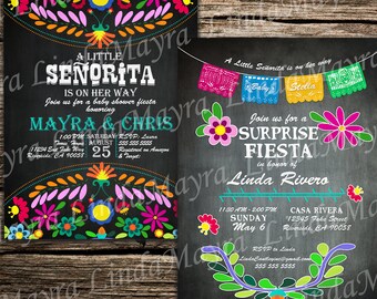 Digital Invitation Fiesta theme Chalkboard NOT INSTANT