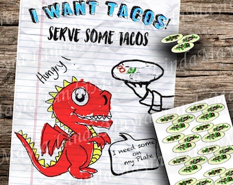 Digital Pin Game Dragon Love tacos Instant Download